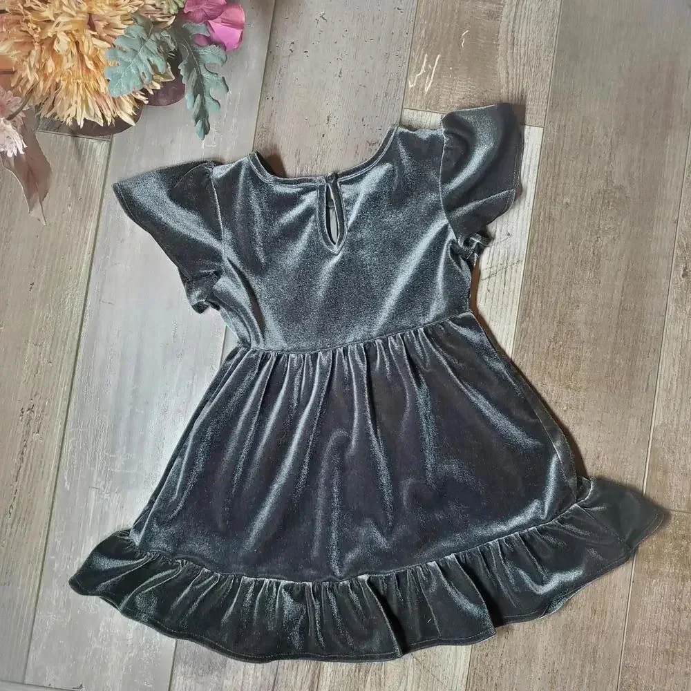 Old Navy Gray Velvet Toddler Girls Dress Size 12-18 Months